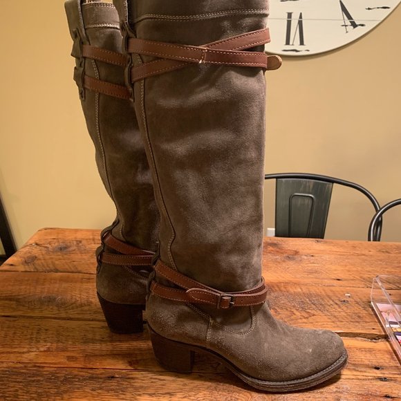 Frye Jane Strappy Tall Suede Boots - Picture 3 of 6